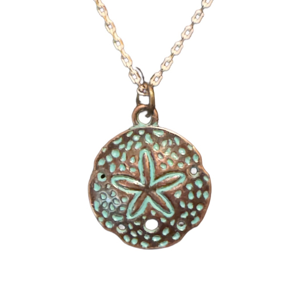 The Bronze, White & Gold Turquoise Glazed Sand Dollar Necklace